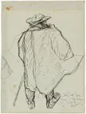 Paul Holz, Schäfer im Sturm, Um 1933, Tuschfeder auf bläulichem Ingres- Bütten