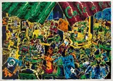 Jörg Immendorff, Café de Flore, 1991, Farbserigraphie auf leichtem Karton