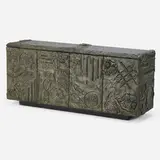 Sculptured Metal cabinet by Paul Evans, sold May 2018