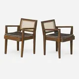 Rare pair of clerk's chairs from the High Court (No. PJ-SI-20-A) by Pierre Jeanneret, France/India, sold May 2018