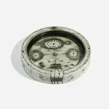 Dish by Rut Bryk, c. 1970, glazed stoneware, sold Nov 2023