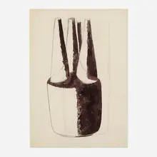 Untitled (ceramic study) by Axel Salto, c. 1955, ink and graphite on paper, sold Nov 2023