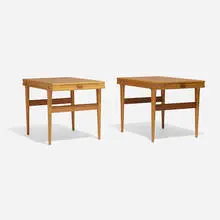 Occasional tables, set of two by Johannes Andersen, c. 1960, teak, laminate, sold Nov 2023