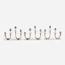 Gunnar Ander, Candelabra, set of three, c. 1960, silver plated brass