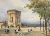 Place Royale du Peyrou, Montpellier by Bonaventure Laurens, watercolour heightened with white, sold Sep 2015