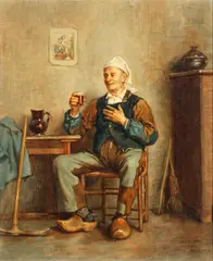 A good drink by Charles Moreau, watercolour, offered Sep 2015