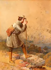 The First Sight of Home by Aaron Edwin Penley, watercolour, sold Sep 2015