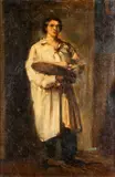 Portrait of an artist with his easel by Continental School, oil on canvas, sold Sep 2015