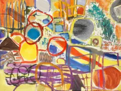 Abstract composition by Lutka Pink, oil on canvas, sold Sep 2015