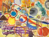 Abstract composition by Lutka Pink, oil on canvas, sold Sep 2015