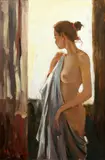 Roy Petley, Untitled; Draped Nude by Window