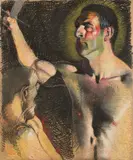 Selbstbildnis by Johannes Grützke, 1984, Farbkreide und Kohle auf Packpapier, sold Jun 2016