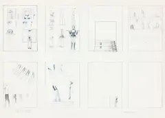Ohne Titel (Studienblatt) by Allen Jones, 1969, Bleistift und Kugelschreiber in Blau auf Velin, sold Jun 2017