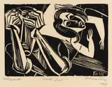 Kranke Frau by Conrad Felixmüller, 1919, Holzschnitt auf chamoisfarbenem Bütten, sold Nov 2014