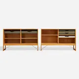 Børge Mogensen, Cabinets, pair, c. 1955, teak, oak, lacquered wood, enameled steel