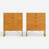 Børge Mogensen, Cabinets, pair, c. 1955, oak, enameled steel