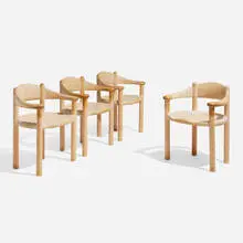 Dining chairs, set of four by Rainer Daumiller, c. 1970 / 1983, pine, sold Nov 2023