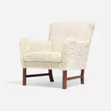 Ole Wanscher, Lounge chair, c. 1950, faux sheepskin, rosewood