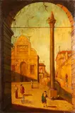 Figures in a Venetian square beside a canal by Venetian School, oil on canvas, sold Sep 2015