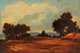 Landscape with dappled sunlight by Continental School, oil on board, sold Sep 2015