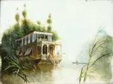 A Mississippi riverboat by Felix Kelly, oil on board, sold Sep 2015