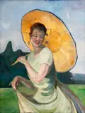 Portrait of a lady with a parasol by Inglesil, sold Sep 2015