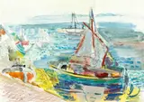 'Harbour Scene with Fishing Boats' by Michel Kikoine, pastel & gouache, sold Sep 2015