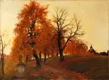 'Country Path with Distant Church' by Anton Filkuka, Oil on canvas, sold Sep 2015