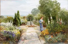 Girl in Flower Garden by Ernest Walbourn, sold Sep 2015