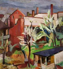 Grete Csaki-Copony, Stadtlandschaft, Um 1925, Öl auf Hartfaser