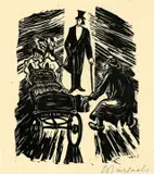 Der Findling by Ernst Barlach, 1922, Original-Kartonkassette mit 20 Holzschnitten, jeweils auf Japan, und Buch mit 20 Holzschnitten, jeweils auf JW-Zanders-B, sold Nov 2008