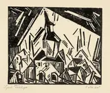 Rathaus von Zottelstedt, 2 by Lyonel Feininger, 1918, Holzschnitt auf Papier, sold Nov 2008