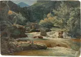 Gebirgsbach aus der Umgebung von Subiaco by Französisch, um 1830, Öl auf Velin, sold Nov 2023