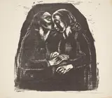 Käthe Kollwitz, Maria und Elisabeth (Endgültige dritte Fassung), 1929, Holzschnitt auf festem Japan