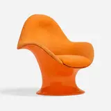 Soft Line lounge chair by Verner Panton, 1969, painted fiberglass, upholstery, sold Nov 2023