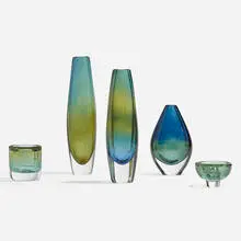 Sven Palmqvist, Collection of five vessels, blown glass