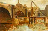 Old Waterloo Bridge by Leslie Gibson Arca, oil on board, sold Sep 2015