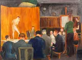 Raymond Coxon, Life Classes, 1930s, oil on board