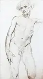 Augustus Edwin John O.M., A study of a male nude, charcoal on paper
