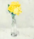 Yellow Rose on White Ground by George Devlin Rsw, oil on canvas, sold Sep 2015