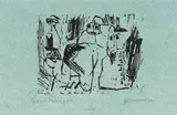 Lyonel Feininger, Gespenster (Gespensterchen), 1919, Holzschnitt auf blauem Seidenpapier