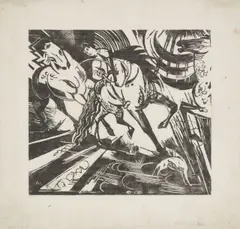 Franz Marc, Reitschule, 1913, Holzschnitt auf dünnem Japan