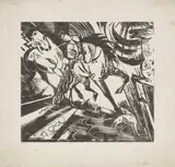 Franz Marc, Reitschule, 1913, Holzschnitt auf dünnem Japan