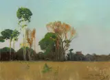 Wilhelm Kuhnert, Am Rande des Urwalds (Behobeho), 1905, Öl auf Leinwand, aufgezogen auf Leinwand