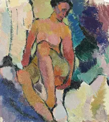 Sitzender Akt by Else Lohmann, Um 1920, Öl auf Papier, auf Hartfaser aufgezogen, sold Jun 2013