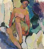 Sitzender Akt by Else Lohmann, Um 1920, Öl auf Papier, auf Hartfaser aufgezogen, sold Jun 2013