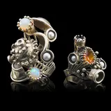 Two sculptural rings by Lee Peck, sold May 2018