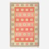 Flatweave carpet by Alice Wallebäck, c. 1960, hand-woven wool, sold Nov 2023