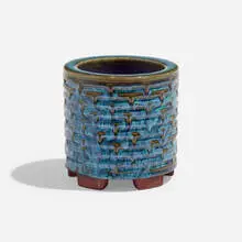 Farsta footed vessel by Wilhelm Kåge, c. 1944, glazed stoneware, sold Nov 2023