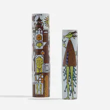 Faience vases, set of two by Stig Lindberg, 1958, glazed earthenware, sold Nov 2023